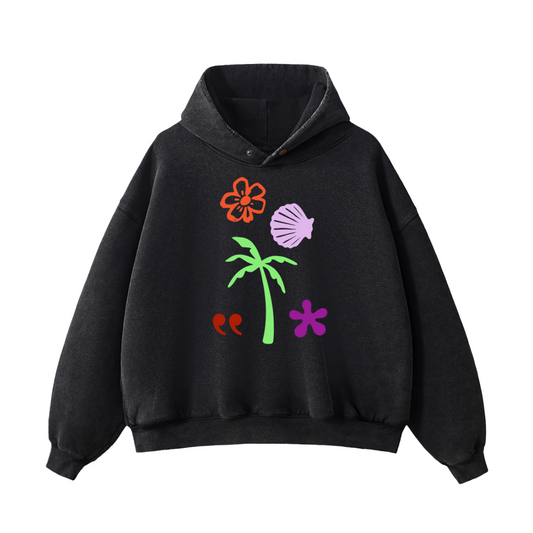 Black Graphic Fleece Hoodie