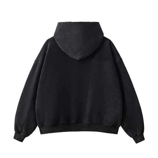 Black Graphic Fleece Hoodie