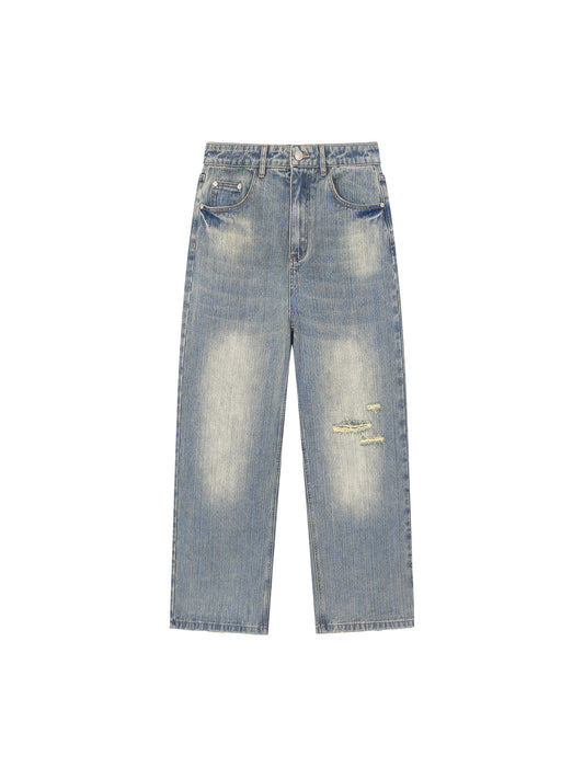 Jeans,Distressed Jean,Vintage Wash,Straight-leg