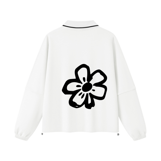That Flower Primuim Plan - White Boxy Collared Long Sleeve Shirt