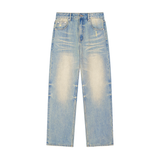 Sun Fade  Jeans,Straight Fit ,Raw Hem Denim Jeans