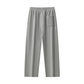 Light Grey Drawstring Fleece Straight-Leg Sweatpants