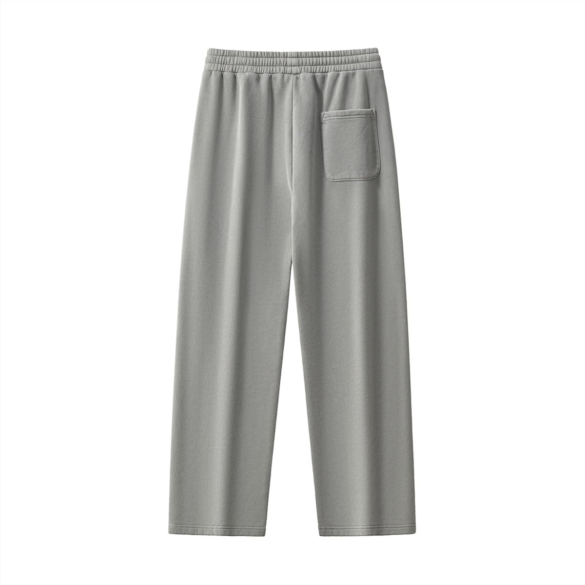 Light Grey Drawstring Fleece Straight-Leg Sweatpants