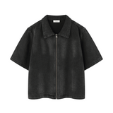Motherin Sunset - Full-Zip Denim Shirt Vintage Washed