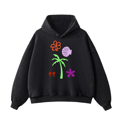 Black Graphic Fleece Hoodie