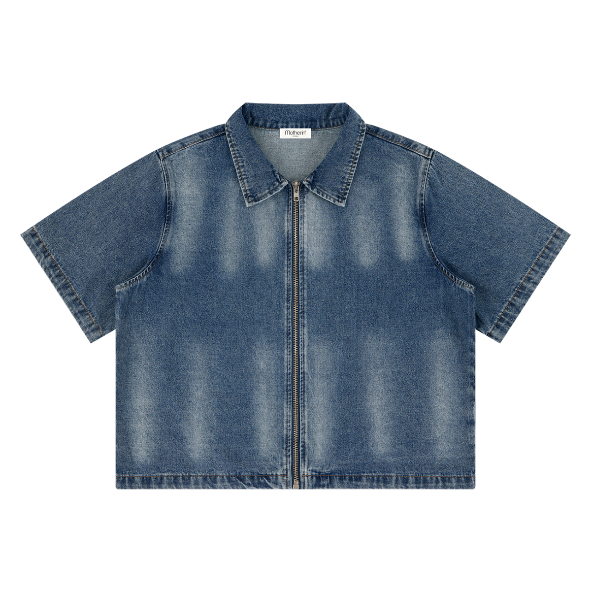 Motherin Sunset - Full-Zip Denim Shirt Vintage Washed