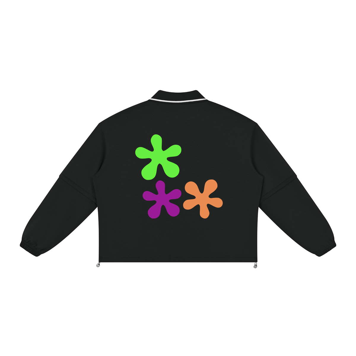 Go 4 It - Black Boxy Collared Detachable Long Sleeve Shirt