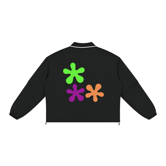 Go 4 It - Black Boxy Collared Detachable Long Sleeve Shirt