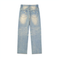 Sun Fade  Jeans,Straight Fit ,Raw Hem Denim Jeans