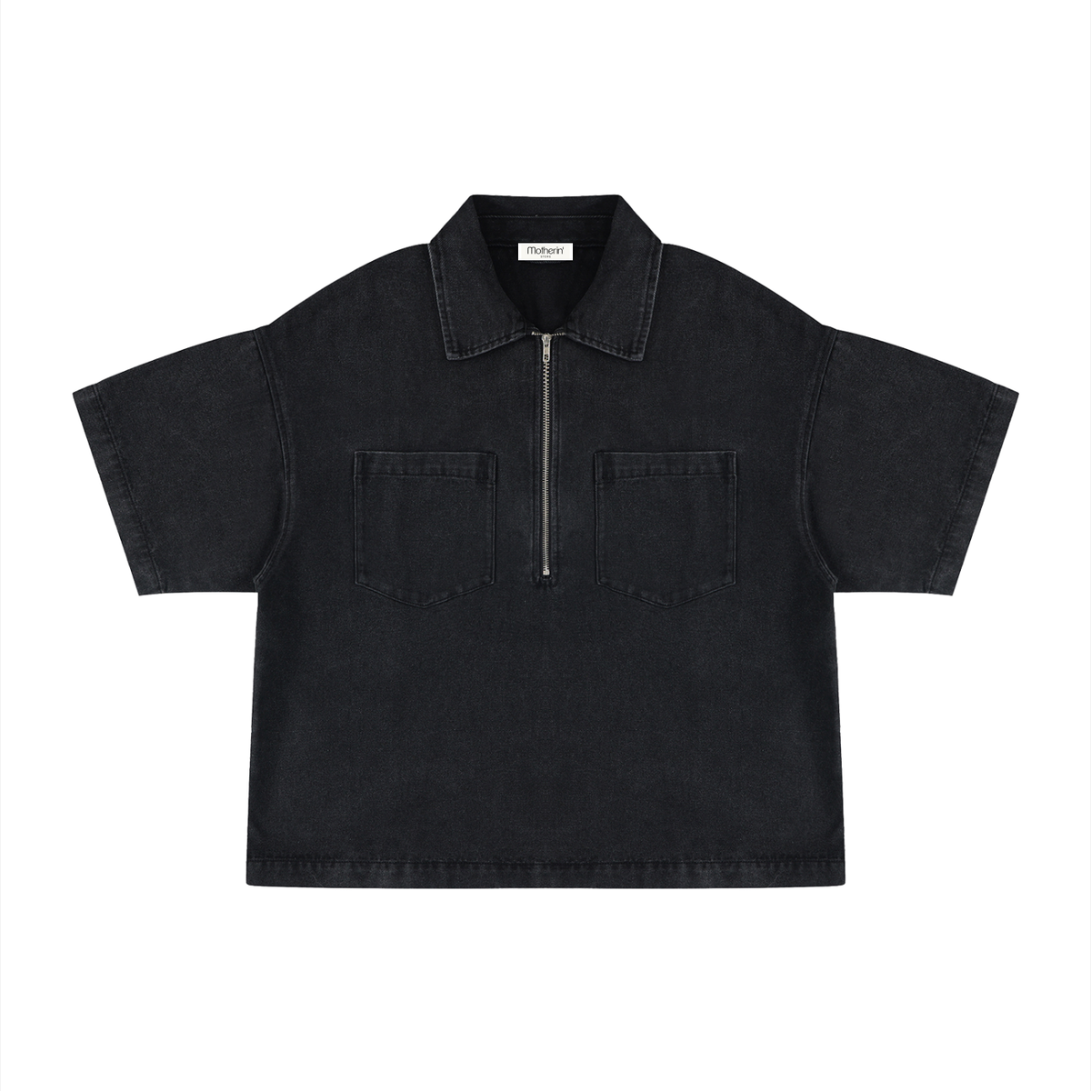 Motherin Loop - Boxy Quarter-Zip Denim Shirt