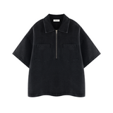 Motherin Loop - Boxy Quarter-Zip Denim Shirt