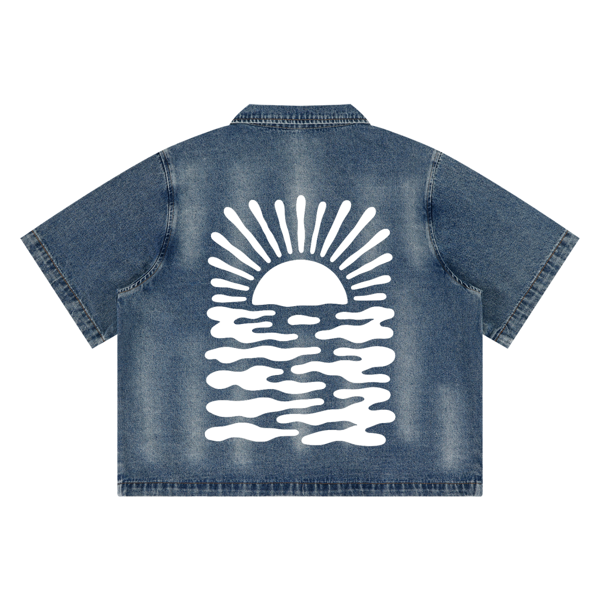 Motherin Sunset - Full-Zip Denim Shirt Vintage Washed