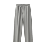 Light Grey Drawstring Fleece Straight-Leg Sweatpants