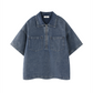 Motherin Loop - Boxy Quarter-Zip Denim Shirt