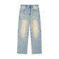 Sun Fade  Jeans,Straight Fit ,Raw Hem Denim Jeans