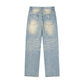 Sun Fade  Jeans,Straight Fit ,Raw Hem Denim Jeans