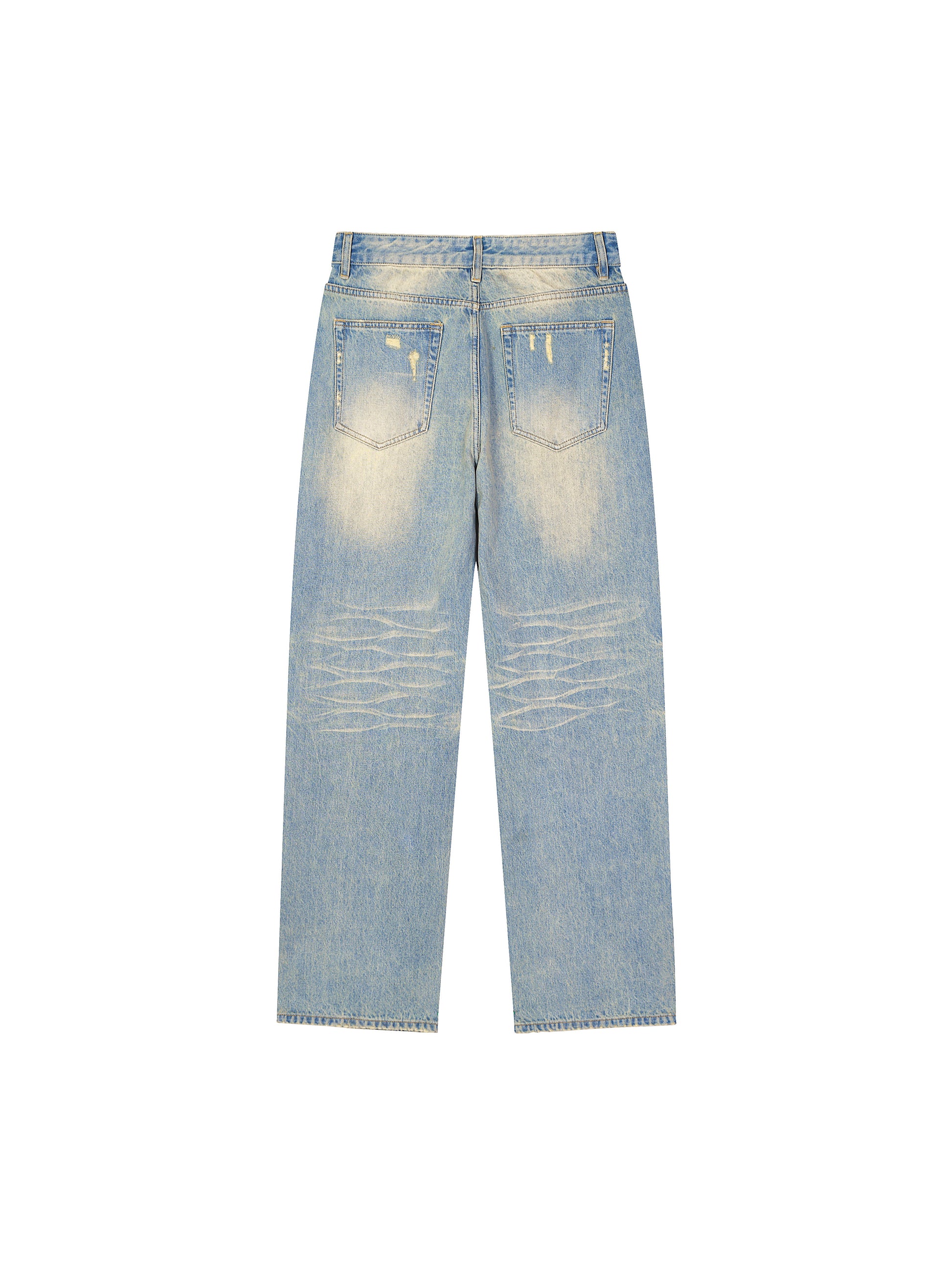 Sun Fade  Jeans,Straight Fit ,Raw Hem Denim Jeans