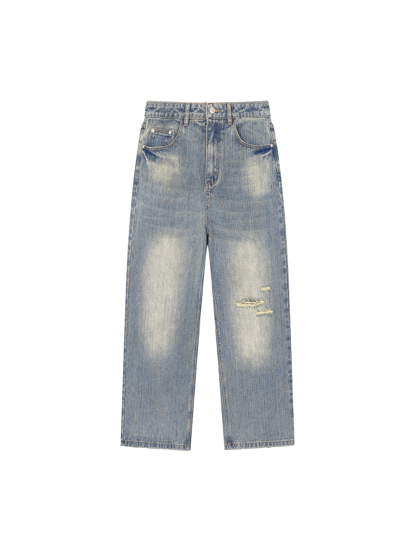 Jeans,Distressed Jean,Vintage Wash,Straight-leg
