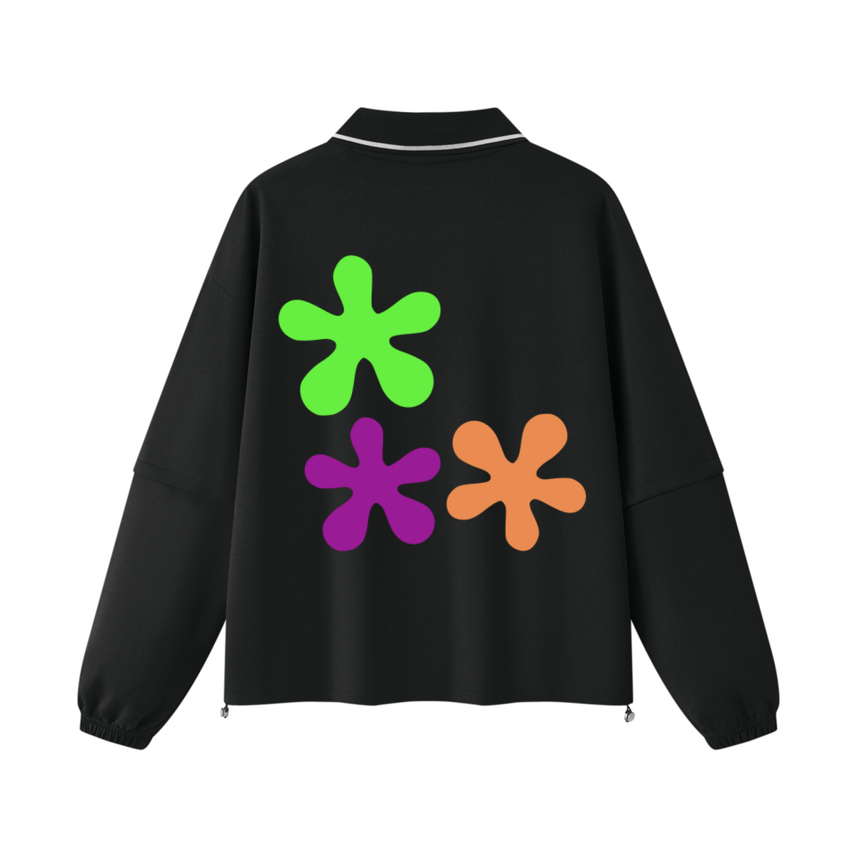 Go 4 It - Black Boxy Collared Detachable Long Sleeve Shirt